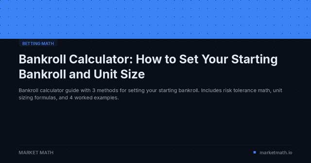 Bankroll Calculator: How to Set Your Starting Bankroll and Unit Size
