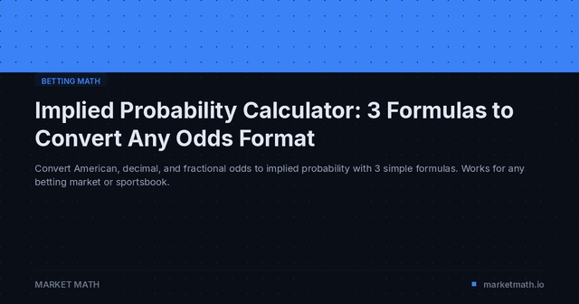 Implied Probability Calculator: 3 Formulas to Convert Any Odds Format