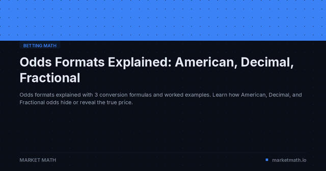 Odds Formats Explained: American, Decimal, Fractional