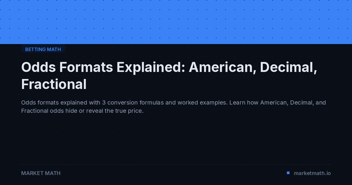 Odds Sample Odds Formats Explained: American, Decimal, Fractional | Market Math